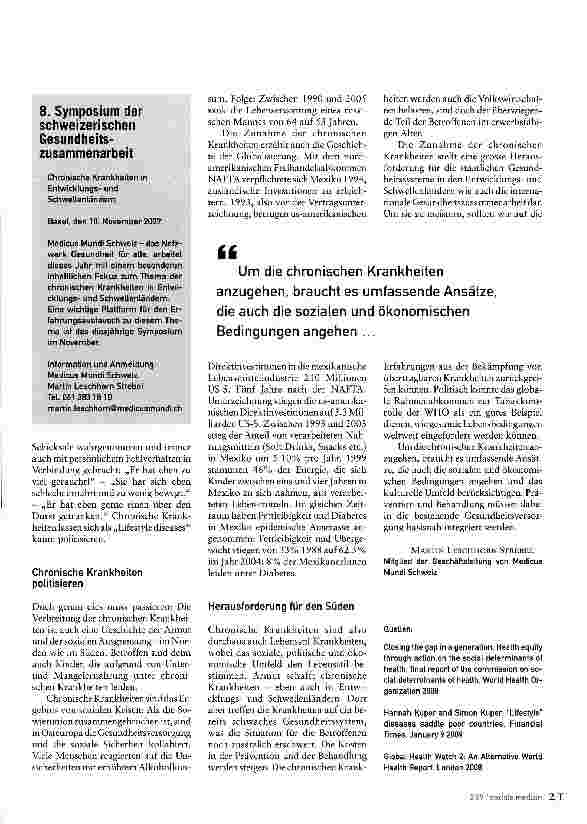 Vorschauseite 2: Armut. Krise und GlobalisierungChronische Krankheiten haben eine Geschichte