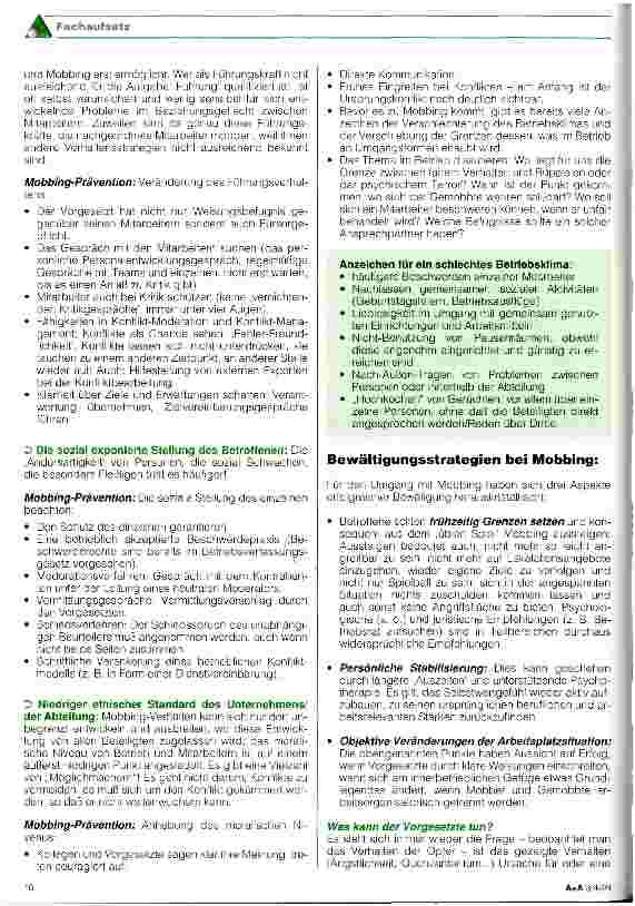 Vorschauseite 3: Mobbing: Bosheit und Schikane am Arbeitsplatz! - Auch in der stationären Altenhilfe?