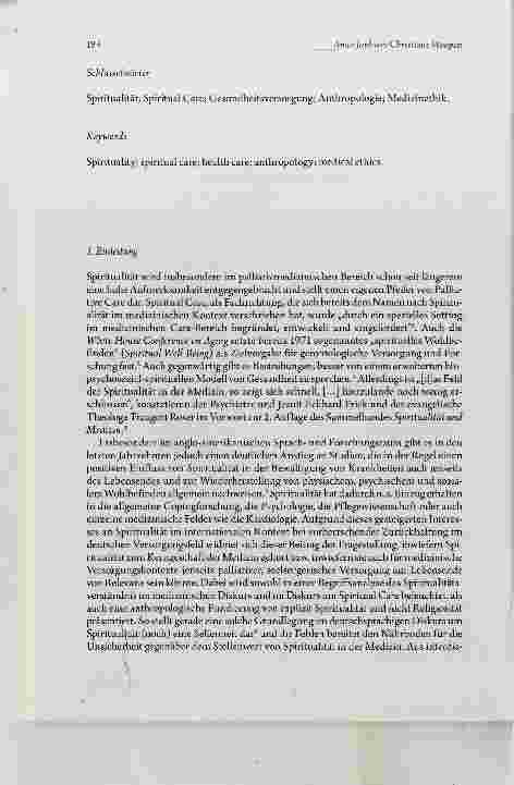 Vorschauseite 2: Spiritualität in der Medizin Mehr als ein Add-On? Anthropologische Grundlegung eines ethisch relevanten Existential