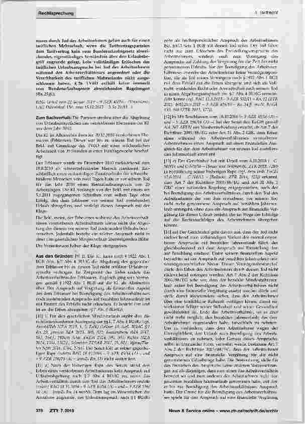 Vorschauseite 2: Urlaubsabgeltung Tod im laufenden Arbeitsverhältnis