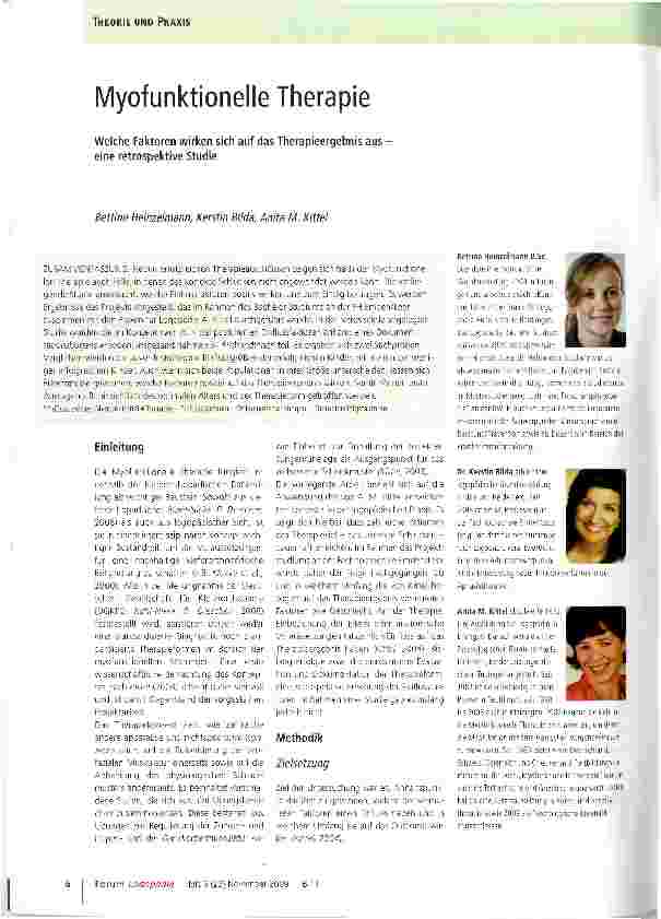 Vorschauseite 1: Myofunktionelle Therapie