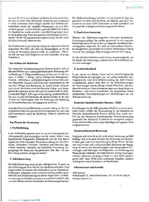 Vorschauseite 2: Qualität leben - mit „IQM Demenz