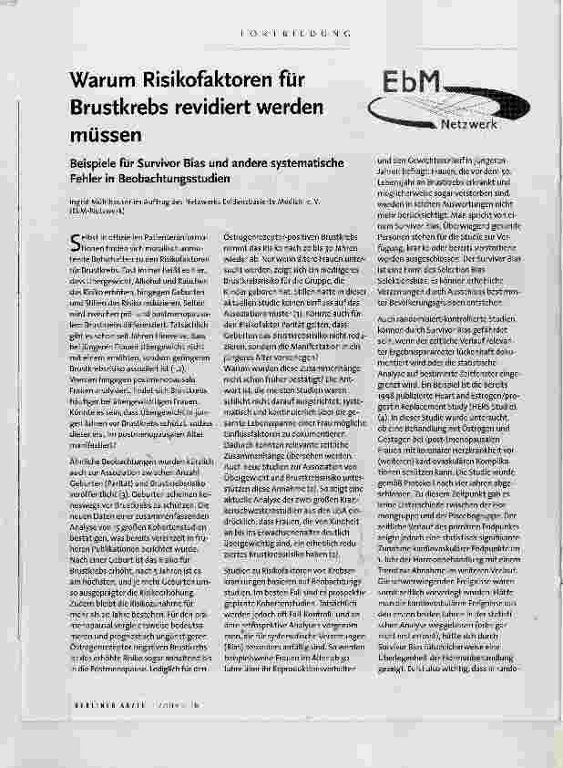 Vorschauseite 1: Warum Risikofaktoren für Brustkrebs revidiert werden müssen