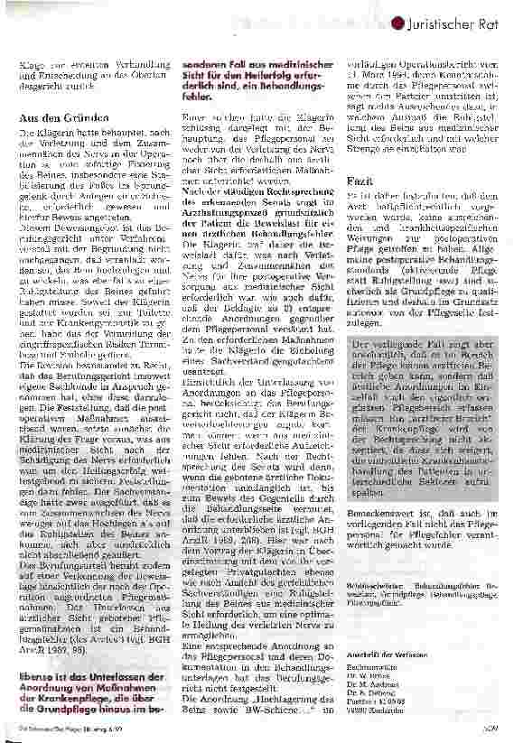 Vorschauseite 2: Ärztliche Weisungsbefugnisse in der Pflege Urteil des Bundesgerichtshofs vom 29.9.1988