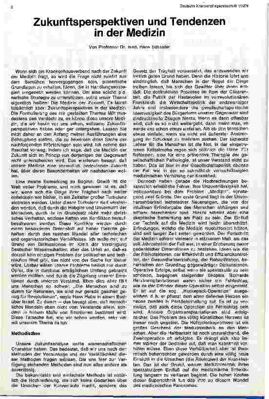 Vorschauseite 1: Zukunftsperspektiven und Tendenzen in der Medizin