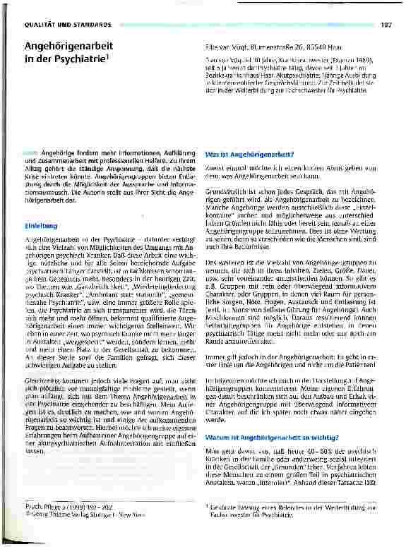 Vorschauseite 1: Angehörigenarbeit in der Psychiatrie