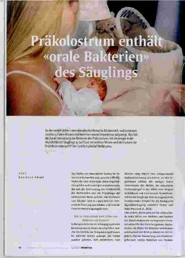Vorschauseite 1: Präkolostrum enthält orale Bakterien des Säuglings