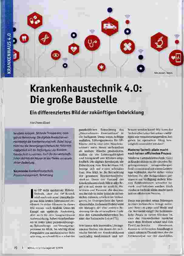 Vorschauseite 1: Krankenhaustechnik 4. 0: Die große Baustelle