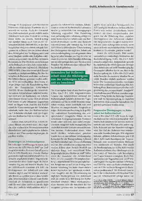 Vorschauseite 2: Rufbereitschaft eine alte, neue Herausforderung im betrieblichen Alltag?
