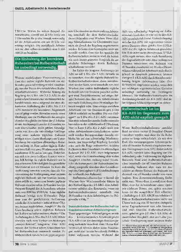 Vorschauseite 3: Rufbereitschaft eine alte, neue Herausforderung im betrieblichen Alltag?