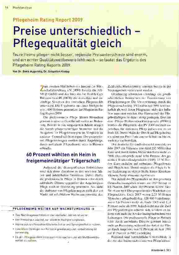 Vorschauseite 1: Preise unterschiedlich -Pflegequalität gleich