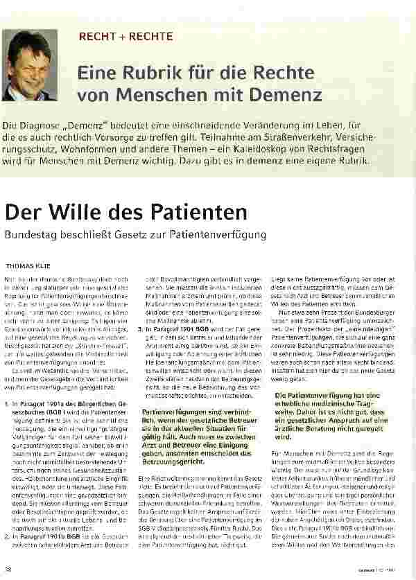 Vorschauseite 1: Der Wille des Patienten