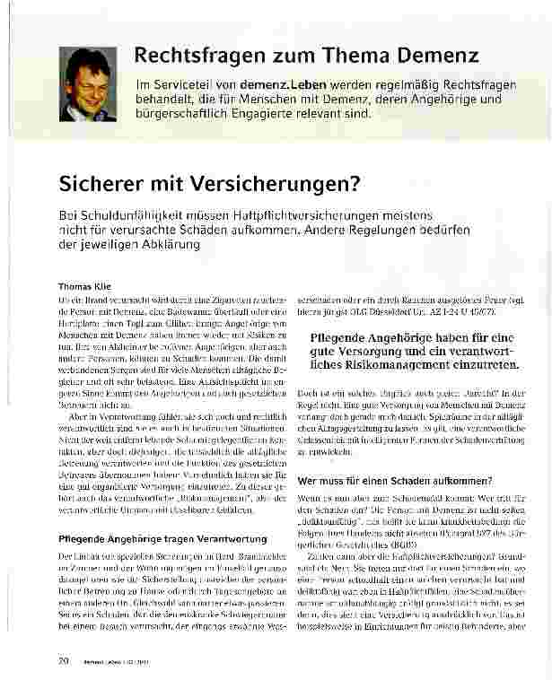 Vorschauseite 1: Sicherer mit Versicherungen?