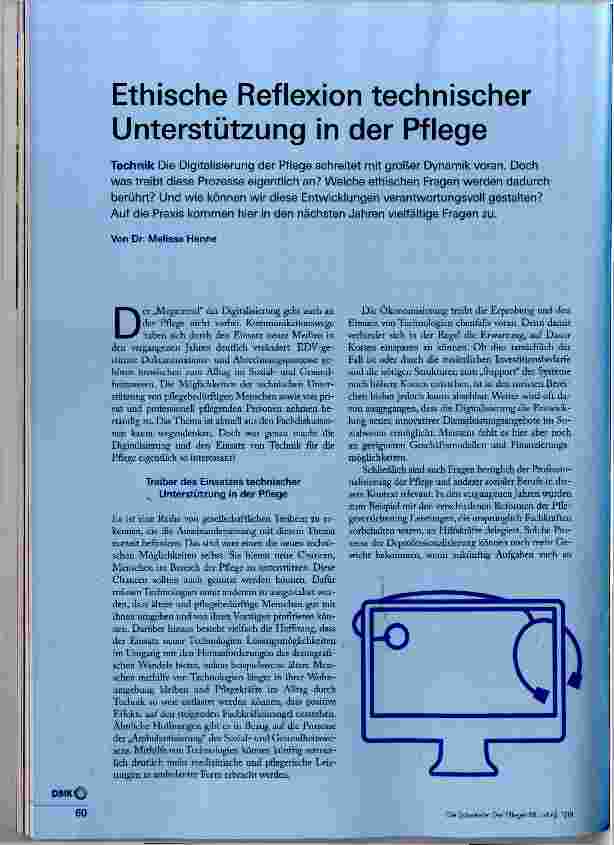 Vorschauseite 1: Ethische Reflexion technischer Unterstützung in der Pflege