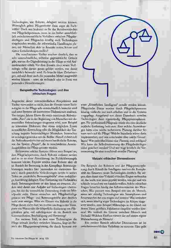 Vorschauseite 2: Ethische Reflexion technischer Unterstützung in der Pflege