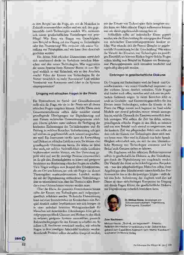 Vorschauseite 3: Ethische Reflexion technischer Unterstützung in der Pflege