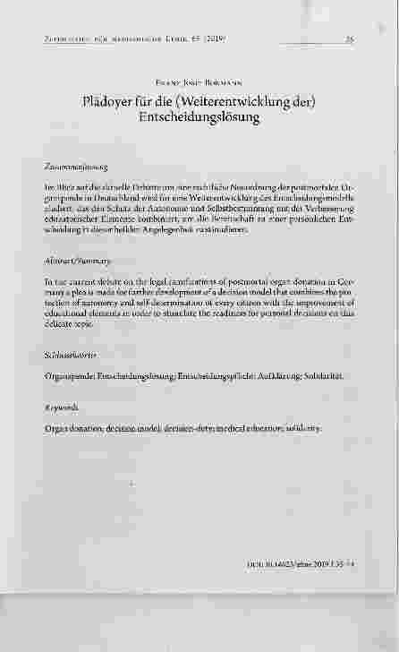 Vorschauseite 1: Plädoyer für die (Weiterentwicklung der) Entscheidungslösung