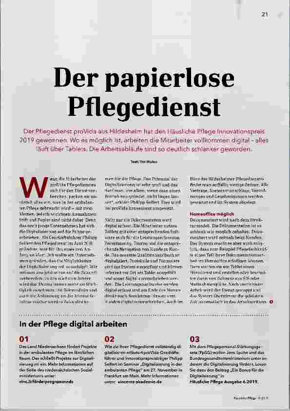 Vorschauseite 1: Der papierlose Pflegedienst