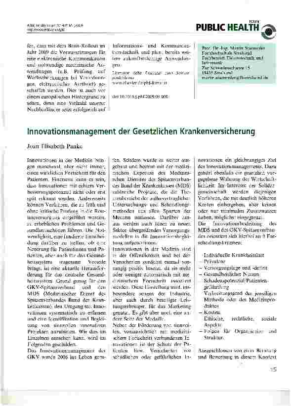 Vorschauseite 1: Innovationsmanagement der Gesetzlichen Krankenversicherung
