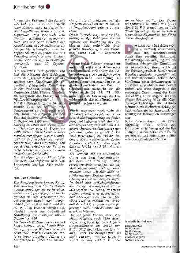 Vorschauseite 2: Kündigungserklärung und Aufhebungsvertrag Urteil des Landesarbeitsgerichtes Köln vom 7.11.97
