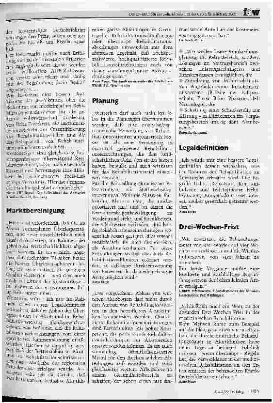 Vorschauseite 2: Die Erwartungen der Reha-Kliniken an die Gesundheitsreform 2000