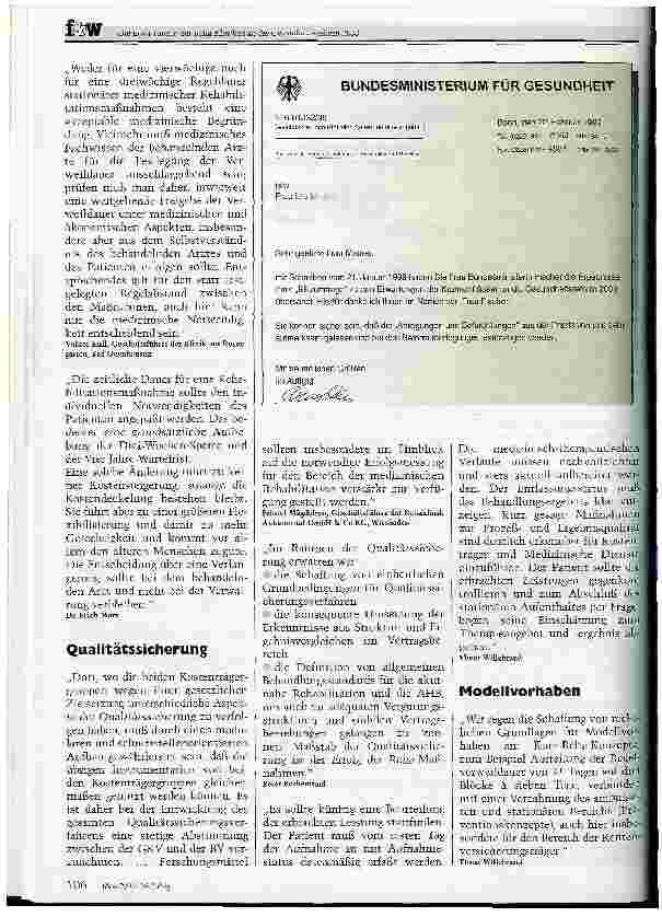 Vorschauseite 3: Die Erwartungen der Reha-Kliniken an die Gesundheitsreform 2000