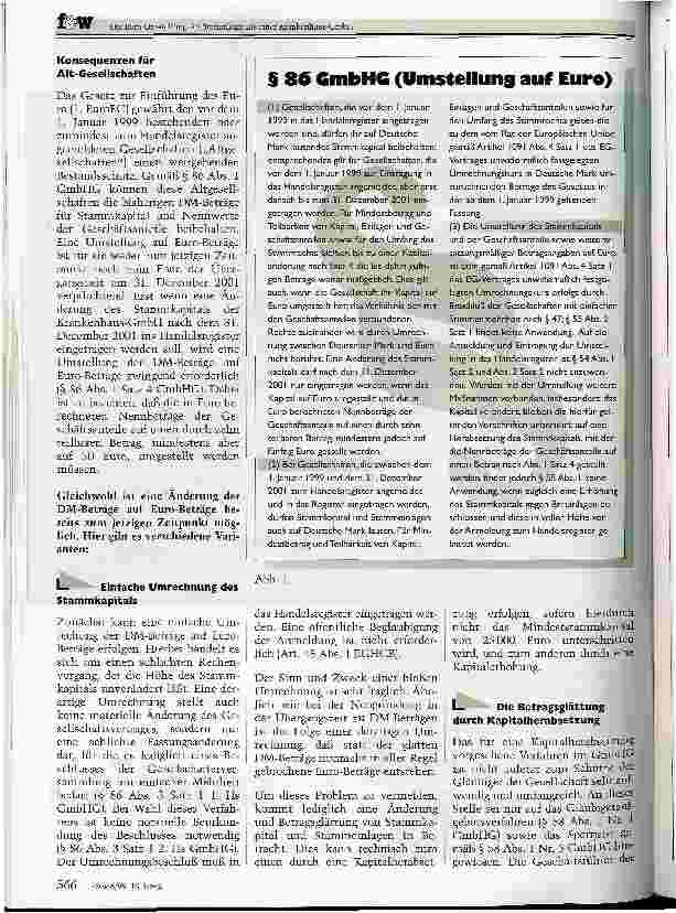 Vorschauseite 2: Die Euro-Umstellung des Stammkapitals einer Krankenhaus-GmbH