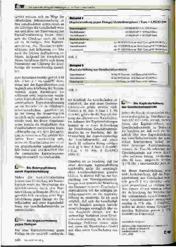 Vorschauseite 3: Die Euro-Umstellung des Stammkapitals einer Krankenhaus-GmbH