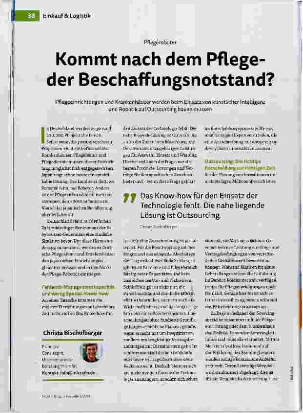 Vorschauseite 1: Kommt nach dem Pflegeder Beschaffungsnotstand?