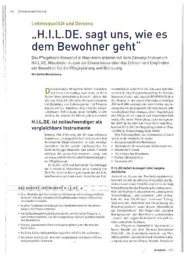 Vorschauseite 1: „H.I.L.DE. sagt uns, wie es dem Bewohner geht