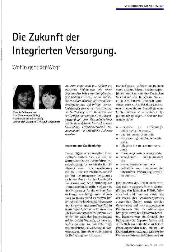 Vorschauseite 1: Die Zukunft der Integrierten Versorgung