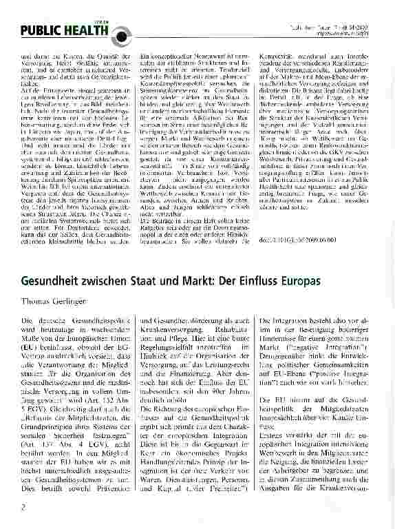 Vorschauseite 1: Gesundheit zwischen Staat und Markt: Der Einfluss Europas