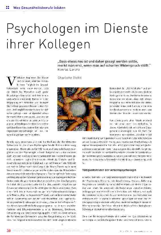 Vorschauseite 1: Psychologen im Dienste ihrer Kollegen