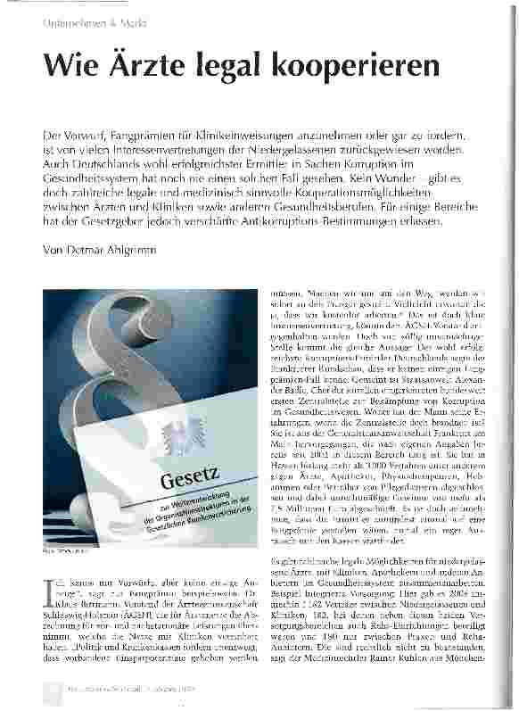 Vorschauseite 1: Wie Ärzte legal kooperieren