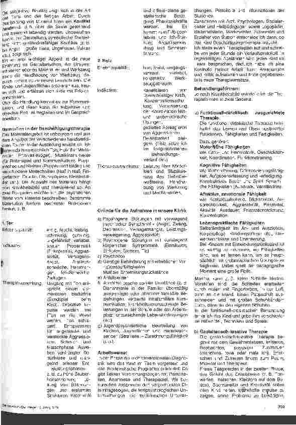 Vorschauseite 2: Berufsgruppendarstellung in der Kinderund Jugendpsychiatrie 5. Folge: Beschäftigungstherapie