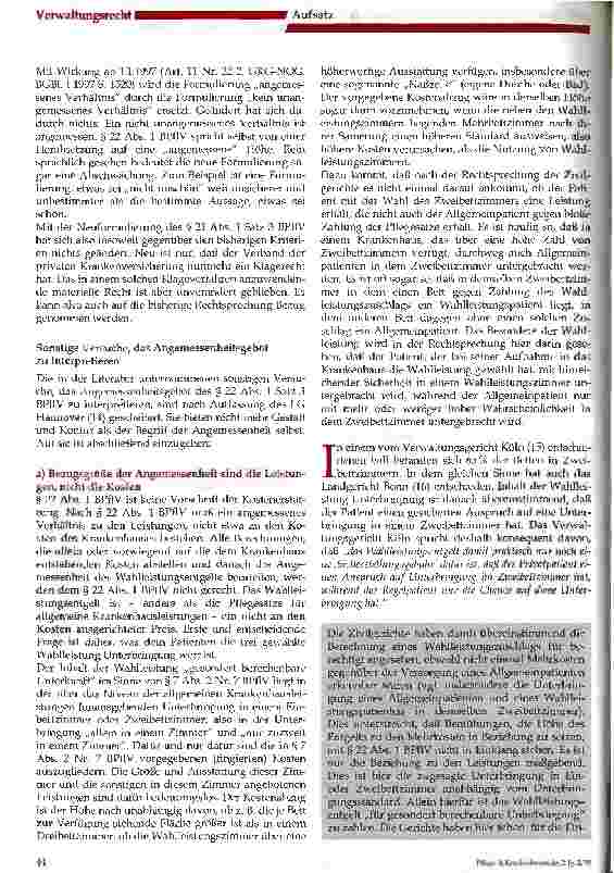 Vorschauseite 4: Zur Angemessenheit von Wahlleistungsentgelten für die Komfortunterbringung im Krankenhaus