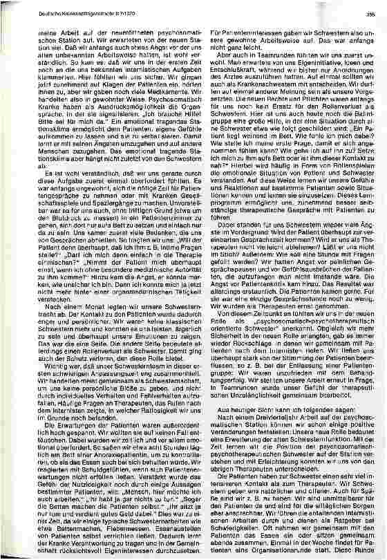 Vorschauseite 2: Stationäre psychosomatrische Behandlungsprinzipien aus der Sicht der Krankenschwestern
