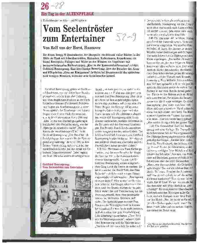 Vorschauseite 1: Freizeitberater im Altenund Pflegeheim: Vom Seelentröster zum Entertainer