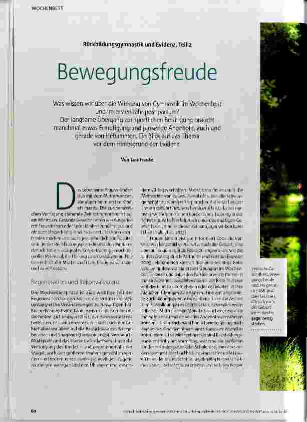 Vorschauseite 1: Rückbildungsgymnastik und Evidenz, Teil 2 Bewegungsfreude