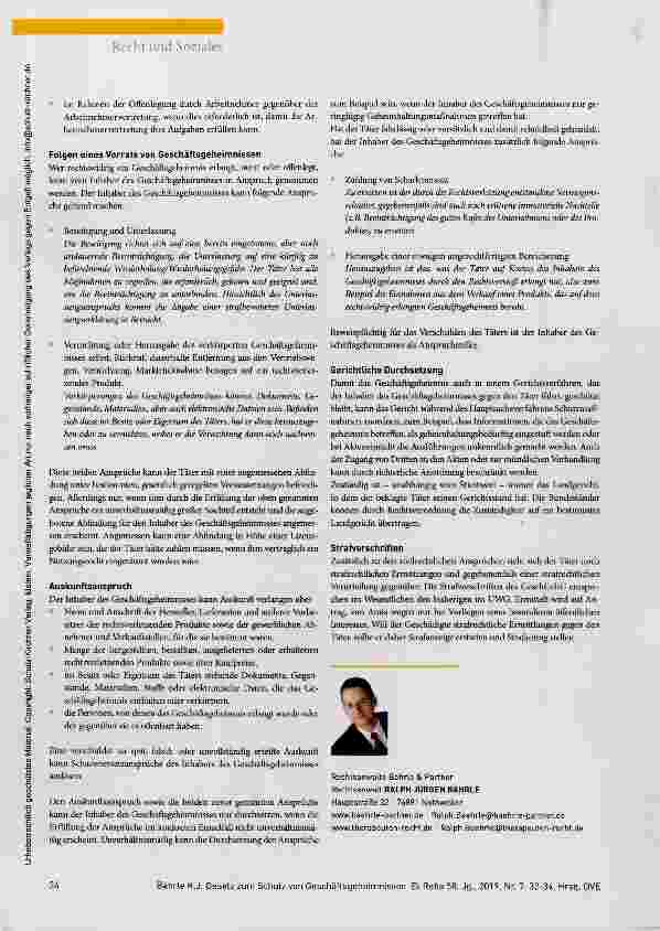 Vorschauseite 3: Gesetz zum Schutz von Geschäftsgeheimnissen