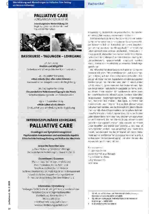 Vorschauseite 2: Werteklärung und Abmachungen im Palliative Care Setting: ein kleines Hilfsmittel