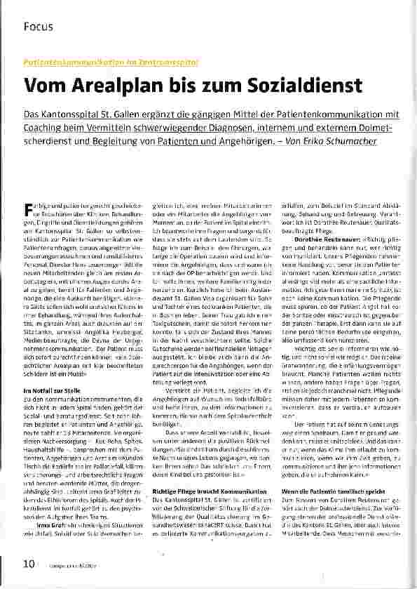 Vorschauseite 1: Vom Arealplan bis zum Sozialdienst