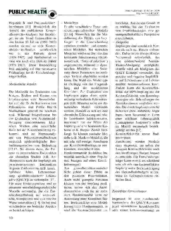 Vorschauseite 2: Die Bewertung der Kosteneffektivität von Impfungen unter Berücksichtigung von Public Health Aspekten