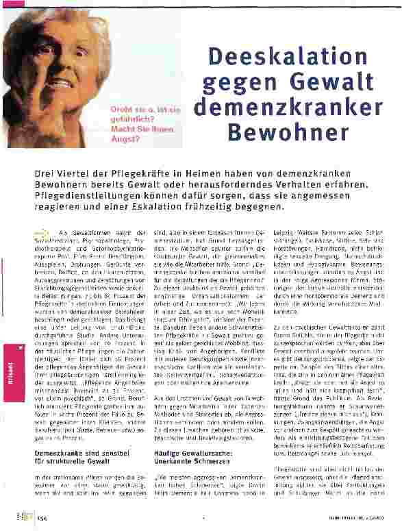 Vorschauseite 1: Deeskalation gegen Gewalt demenzkranker Bewohner