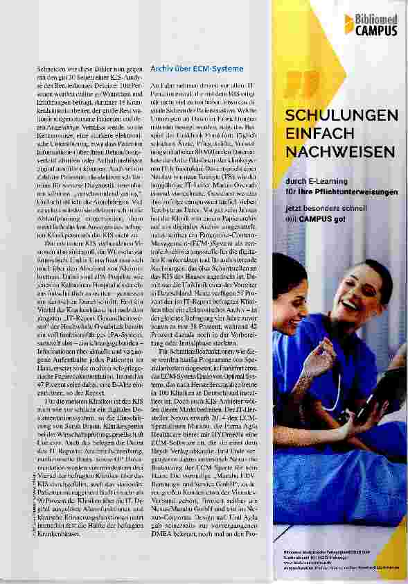 Vorschauseite 2: Krankenhausinformationssysteme Schwerfälliger Tanker