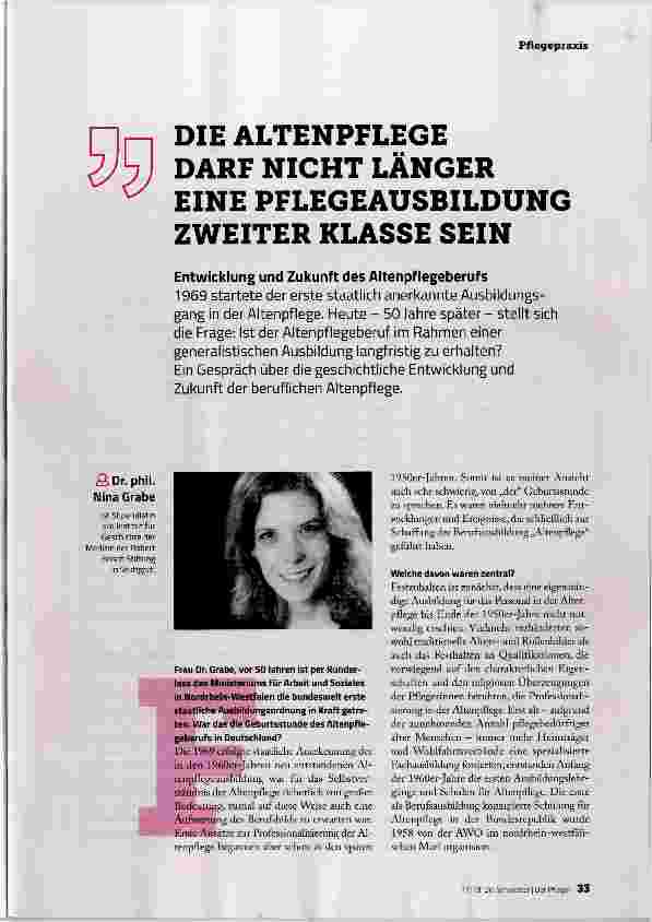 Vorschauseite 2: DIE ALTENPFLEGE DARF NICHT LÄNGER EINE PFLEGEAUSBILDUNG ZWEITER KLASSE SEIN
