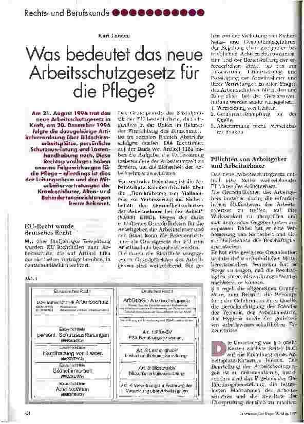 Vorschauseite 1: Was bedeutet das neue Arbeitsschutzgesetz für die Pflege?