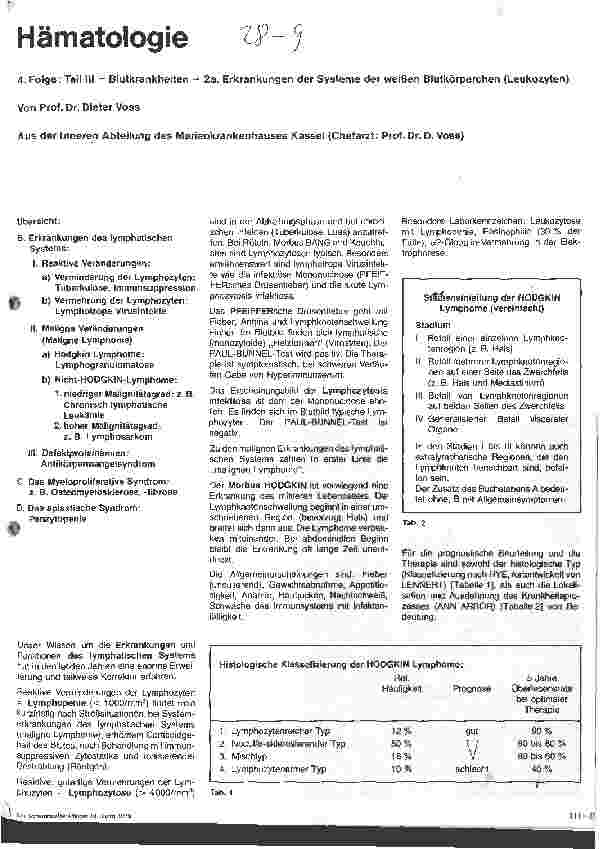 Vorschauseite 1: Hämatologie 4. Folge: Teil III Bluterkrankungen
