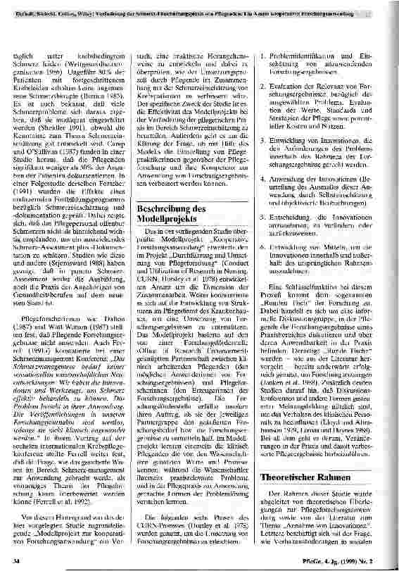 Vorschauseite 2: Veränderung der Schmerz-Einschätzungspraxis von Pflegenden: Ein Ansatz kooperativer Forschungsanwendung