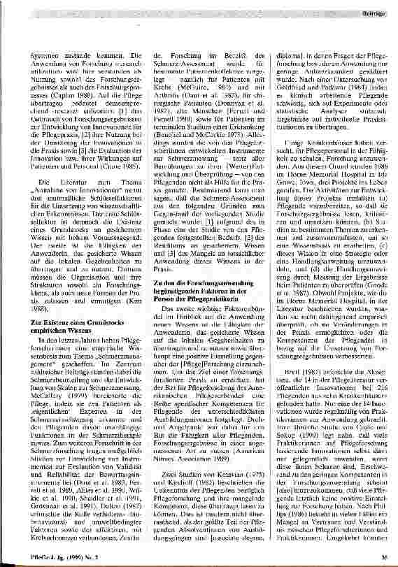 Vorschauseite 3: Veränderung der Schmerz-Einschätzungspraxis von Pflegenden: Ein Ansatz kooperativer Forschungsanwendung